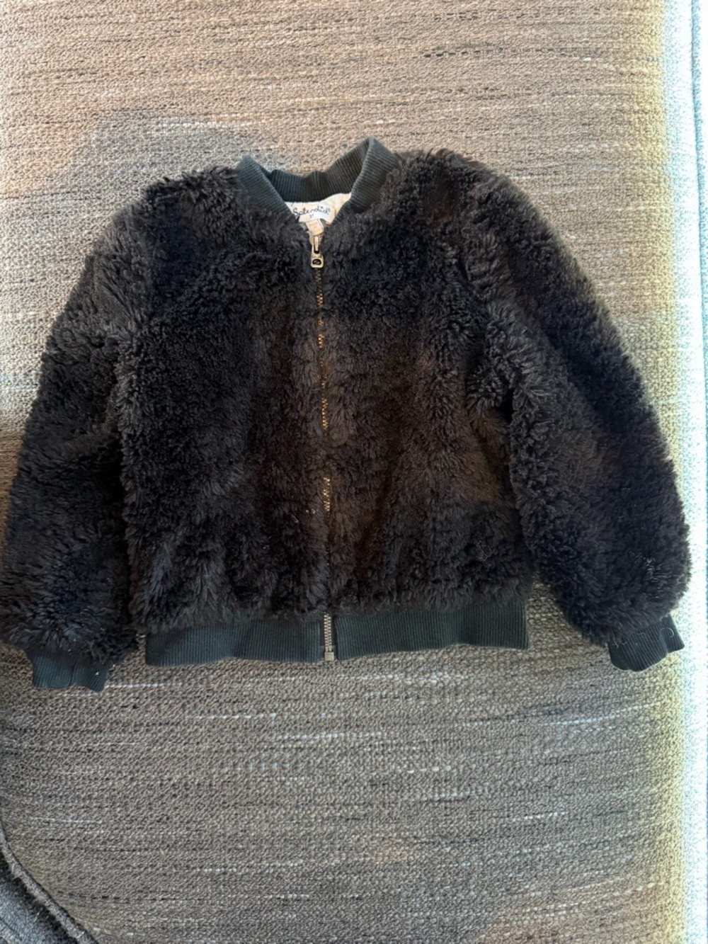 Splendid Black Faux Fur Bomber Jacket for Kids